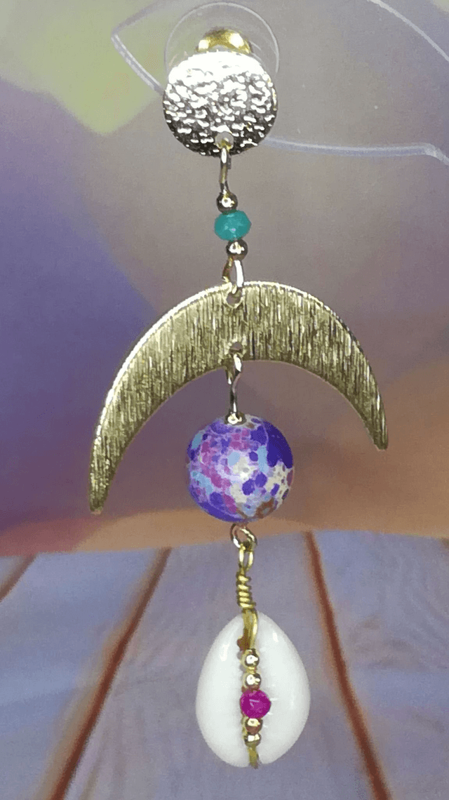 Boucles d'oreille jaspe impérial et cauris