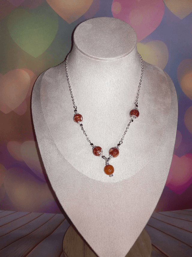 Collier agate de feu orange