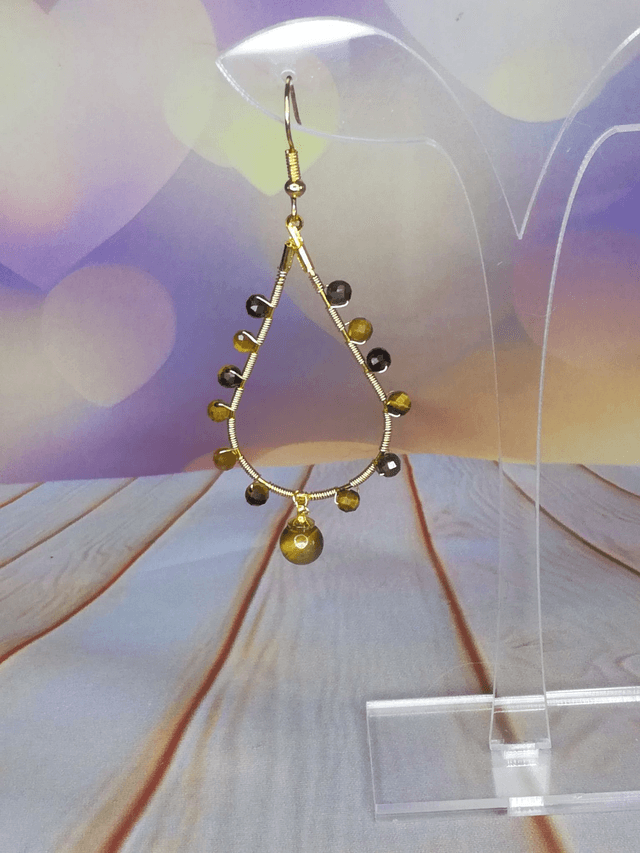 Boucles d&#039;oreille goutte oeil de tigre