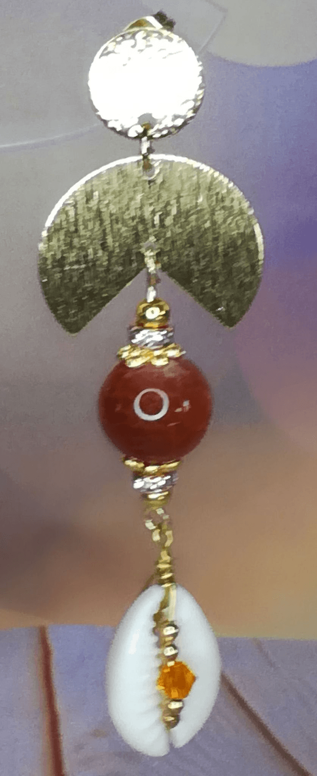 Boucles d&#039;oreille agate de feu et cauris