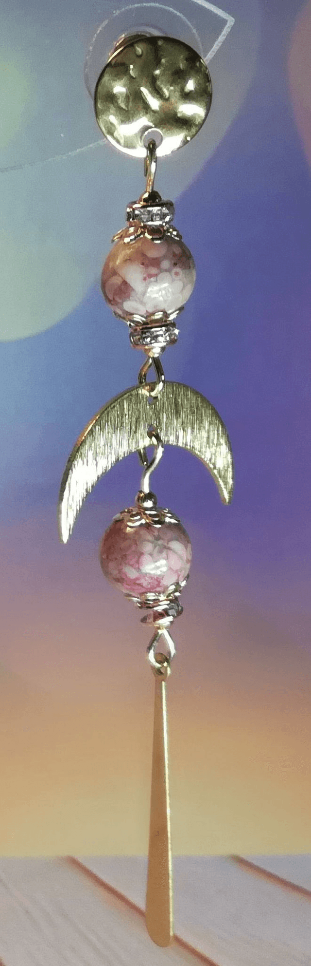 Boucles d&#039;oreille corail fossile rose